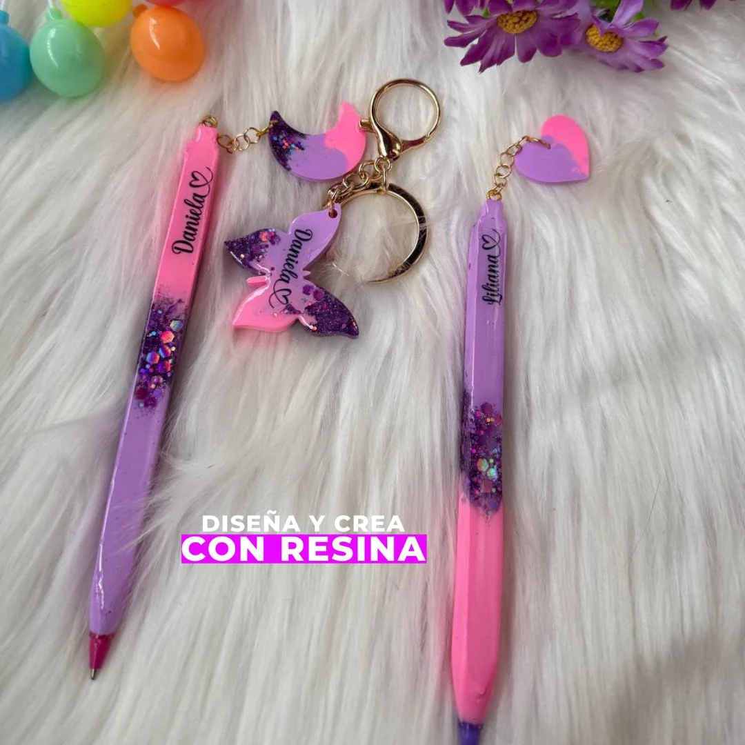 Lapiceros decorados con resina